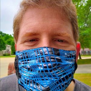 Face mask, blue grid, 2 layers, 100% cotton